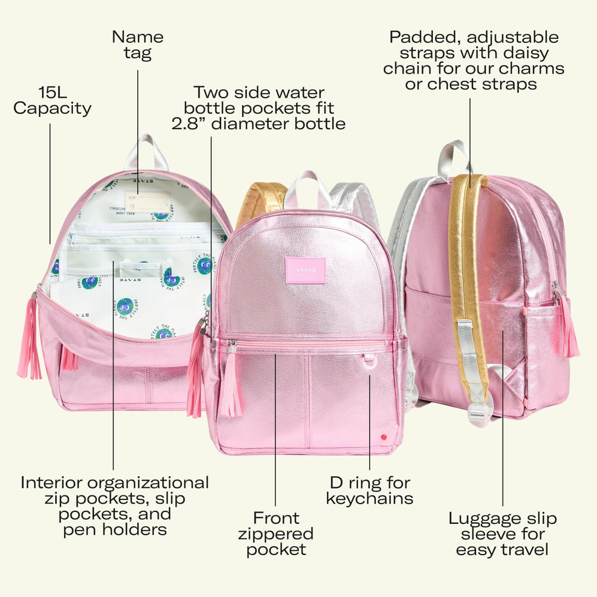 Kane Kids Backpack Metallic Discoball / State Bags Best Price
