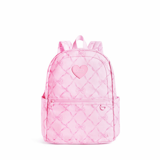 STATE x LoveShackFancy Kane Double Pocket Backpack Recycled Polyester Canvas Pink Peppermint / State Bags Great Value