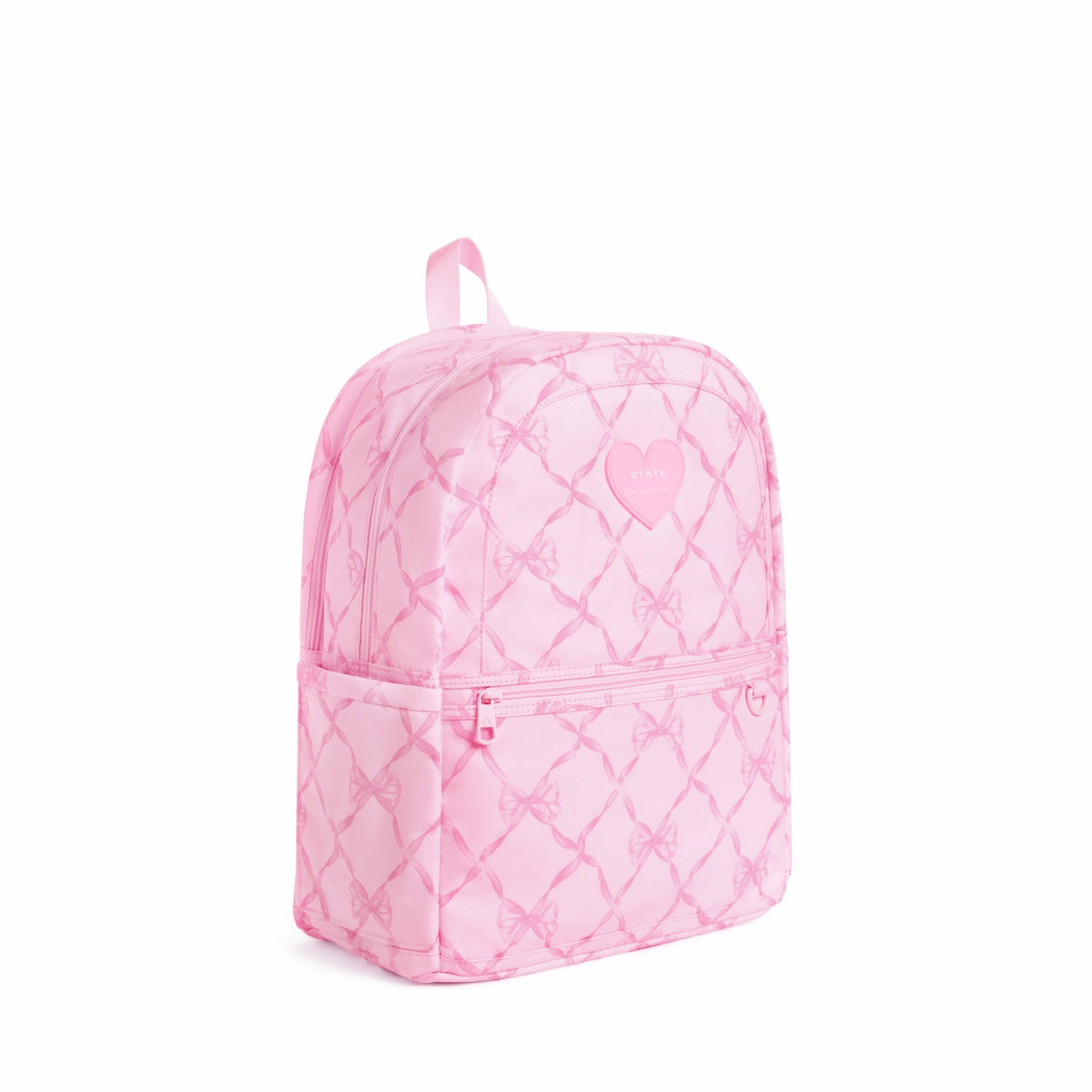 STATE x LoveShackFancy Kane Double Pocket Backpack Recycled Polyester Canvas Pink Peppermint / State Bags Great Value
