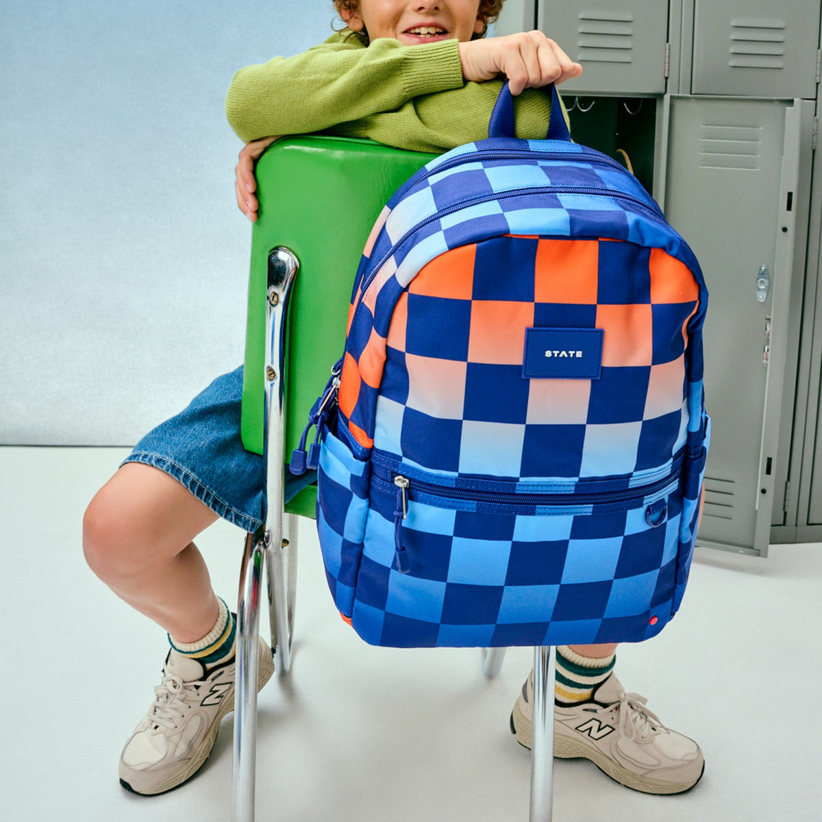 Kane Double Pocket Backpack Recycled Polycanvas Gradient Checkerboard / State Bags Premium