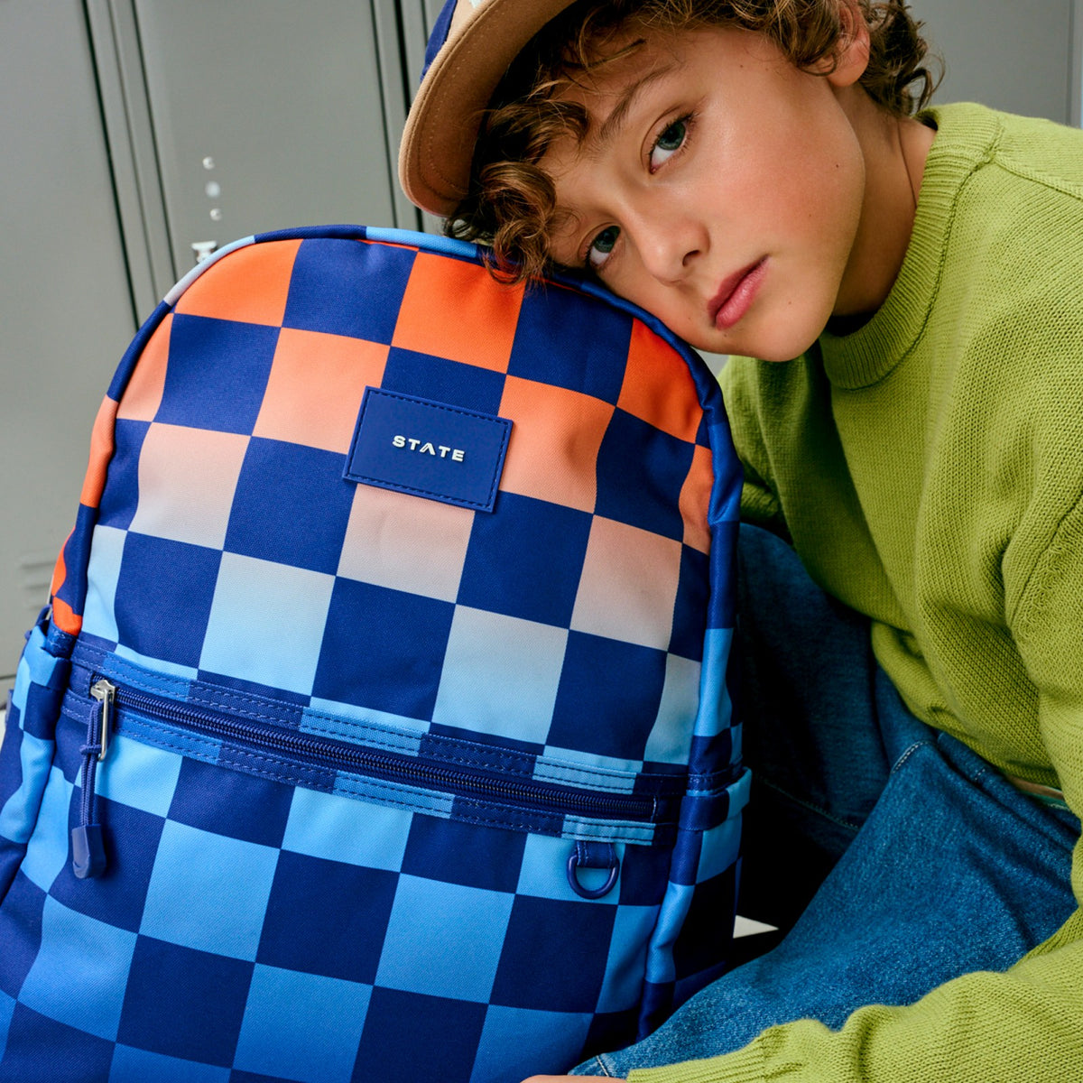 Kane Double Pocket Backpack Recycled Polycanvas Gradient Checkerboard / State Bags Premium
