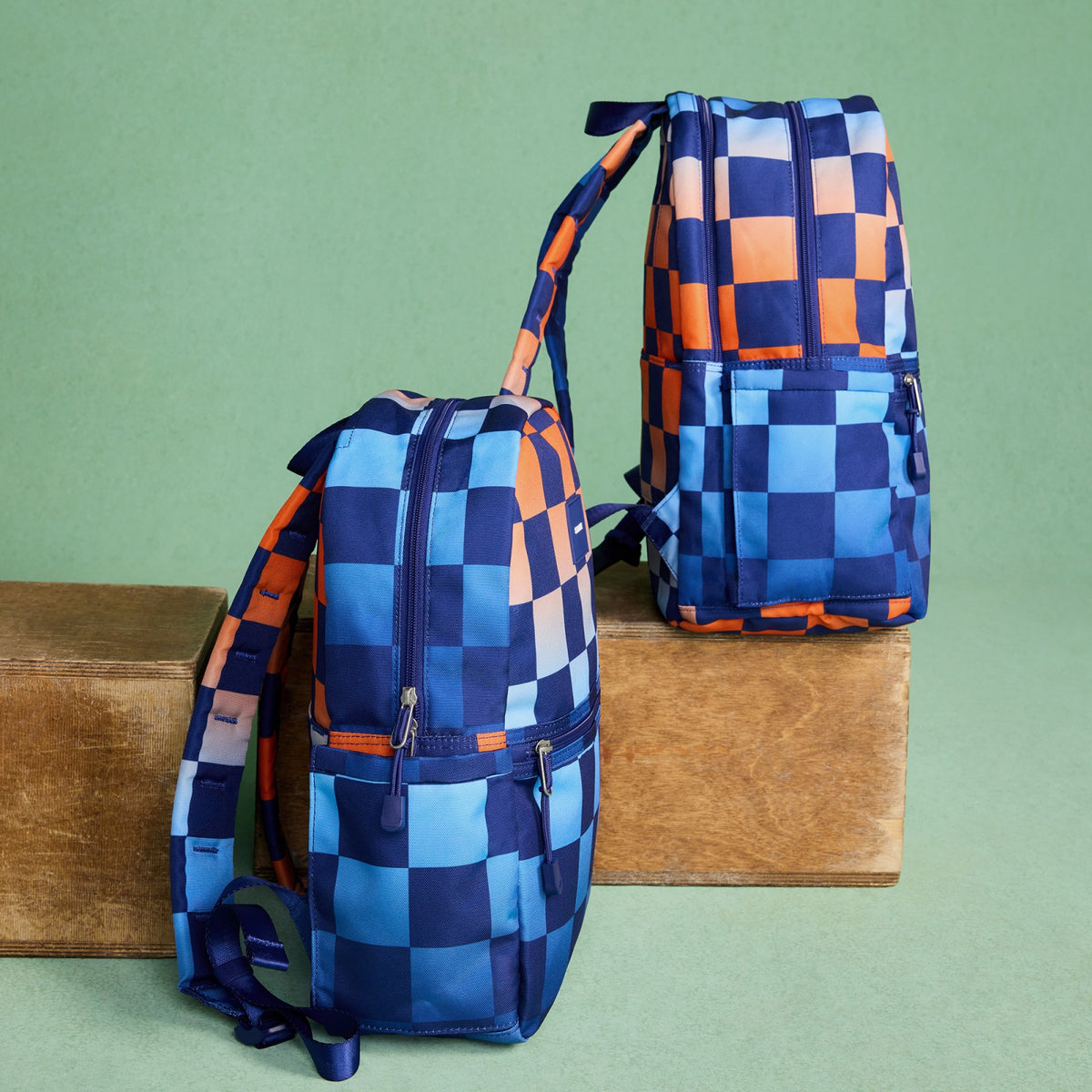 Kane Kids Travel Backpack Printed Canvas Gradient Checkerboard / State Bags Quality