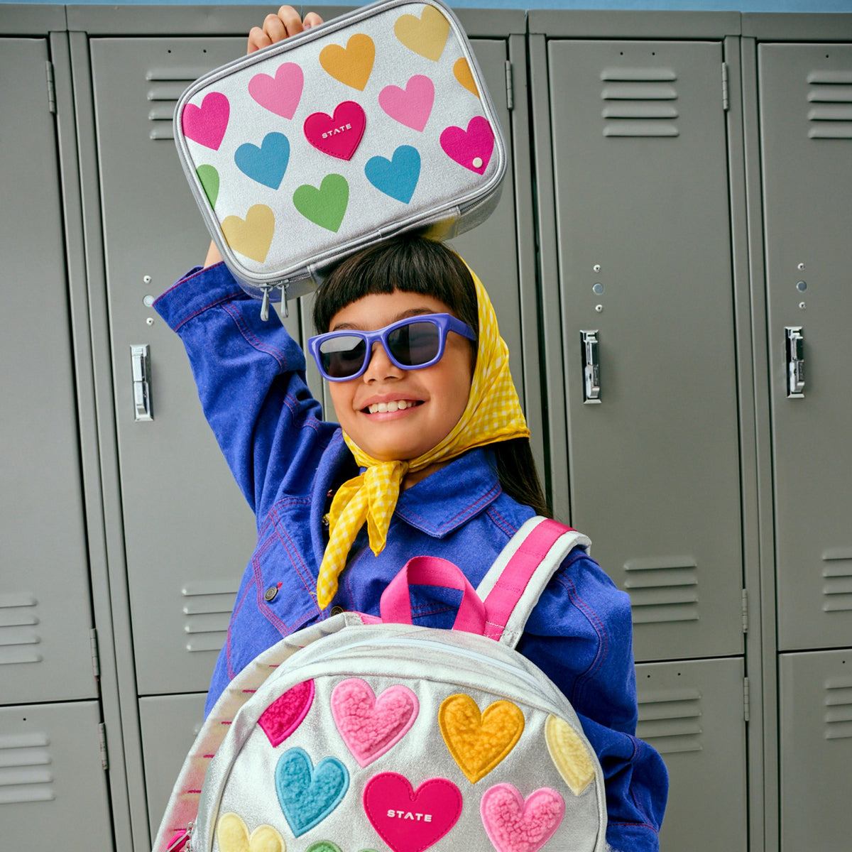 Rodgers Lunch Box Metallic Happy Fuzzy Hearts / State Bags Discount