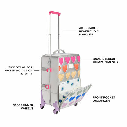 Logan Suitcase Metallic Patchwork Hearts / State Bags New