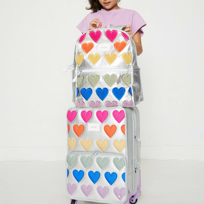 Logan Suitcase Metallic Patchwork Hearts / State Bags New