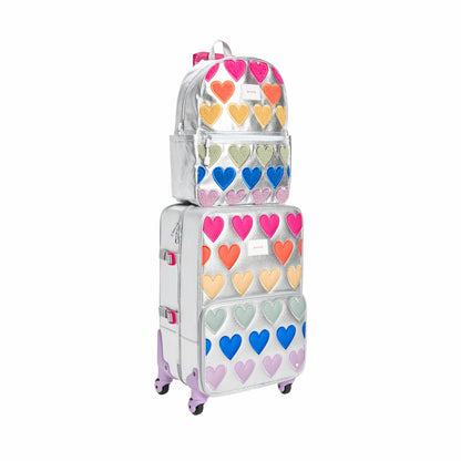 Logan Suitcase Metallic Patchwork Hearts / State Bags New