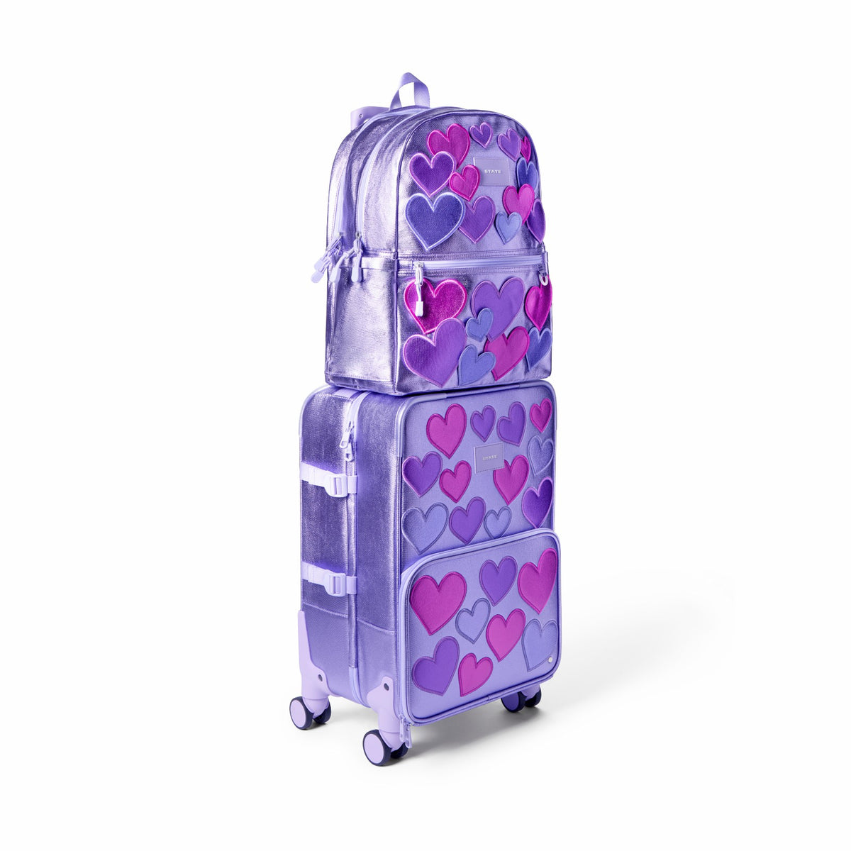Logan Suitcase Metallic 3D Hearts / State Bags Deals
