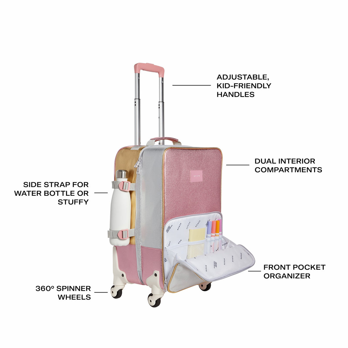 Logan Suitcase Metallic Pink/Silver / State Bags Sale