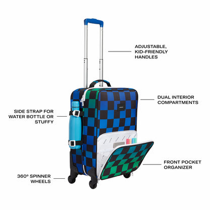 Logan Suitcase Printed Canvas Blue Checkerboard / State Bags Hot Sale