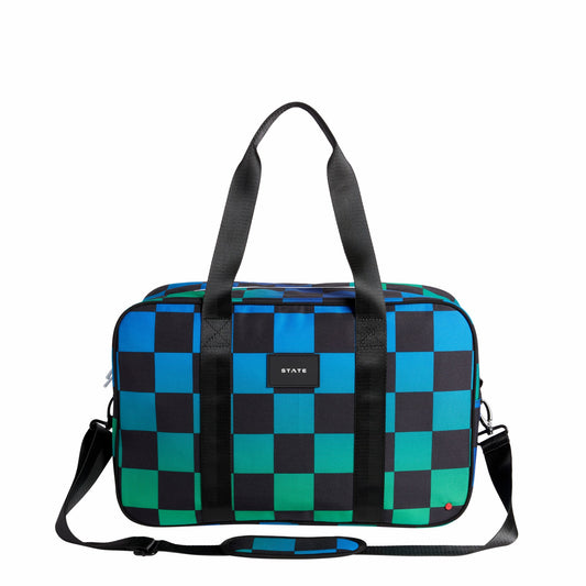 Rockaway Duffle Recycled Polyester Canvas Blue Checkerboard / State Bags Smart Buy