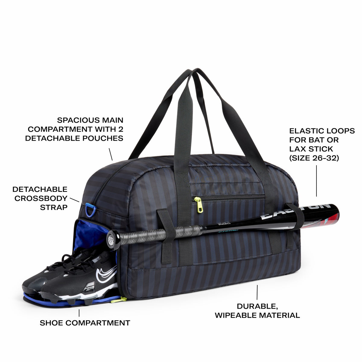 Fenway Sports Duffle Black Grey Striped / State Bags Latest