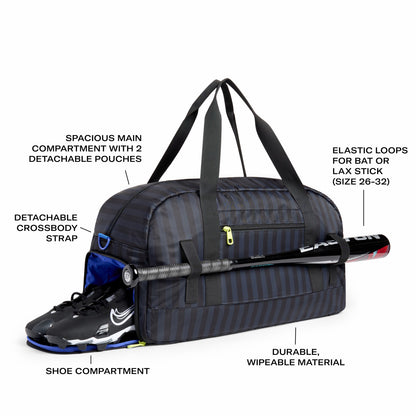 Fenway Sports Duffle Black Grey Striped / State Bags Latest