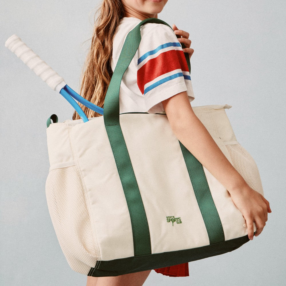 Riley Tennis Tote Nylon Ivory/Green / State Bags Quality