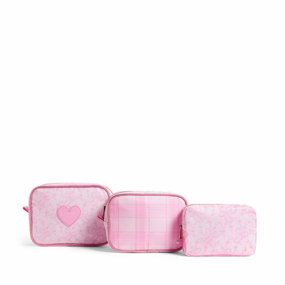 STATE x LoveShackFancy Travel Pouch Set Nylon Pink Vanilla / State Bags Value