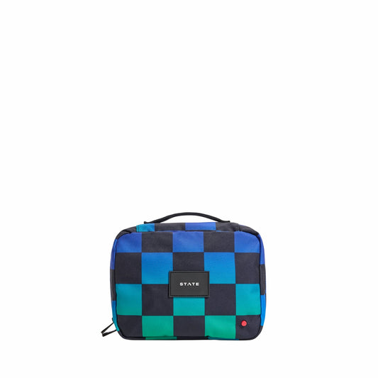 Bensen Toiletry Kit Recycled Polyester Canvas Blue Checkerboard / State Bags Discount