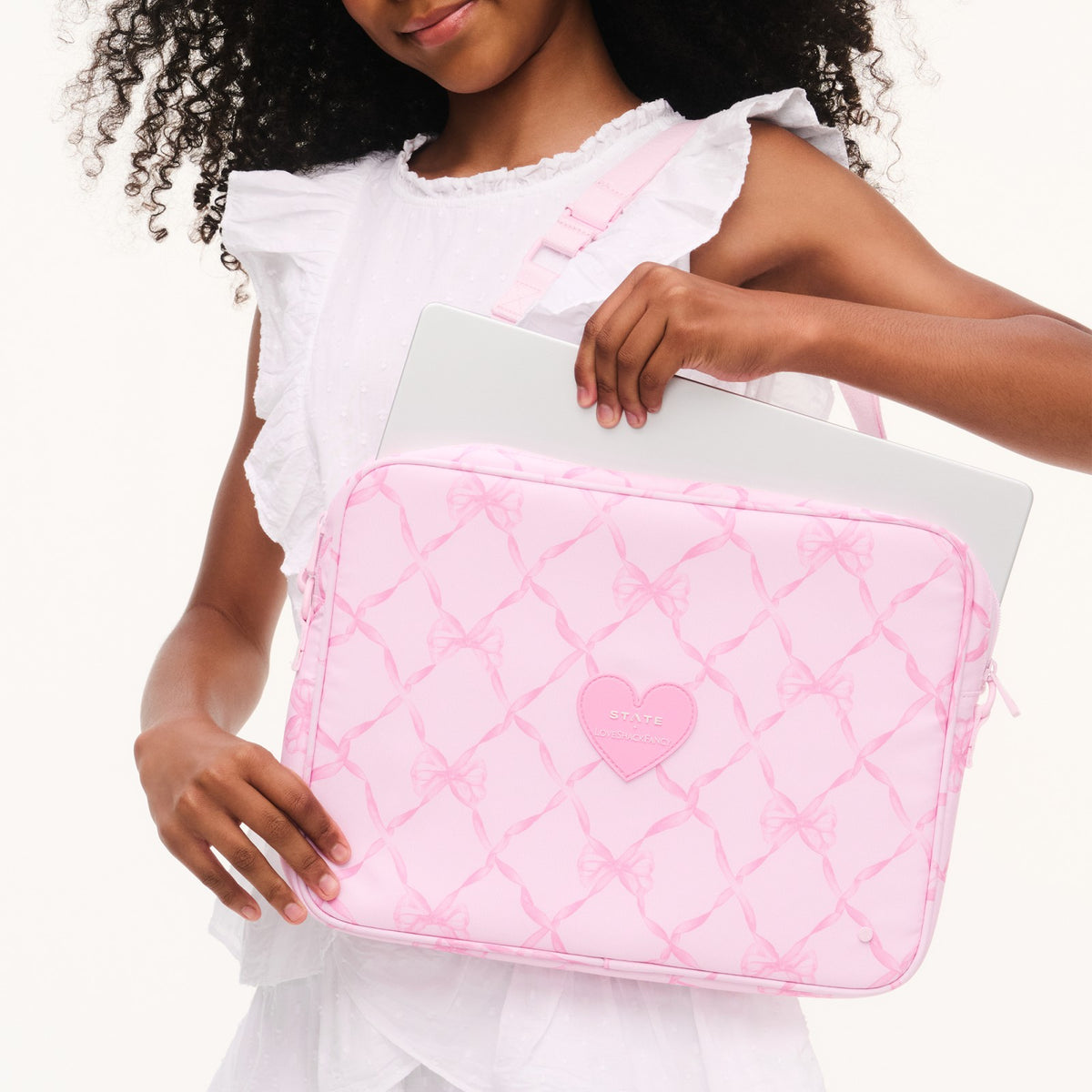 STATE x LoveShackFancy Allen Laptop Case Pink Peppermint / State Bags Latest