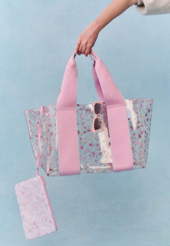 STATE x LoveShackFancy Wellington Cabana Tote TPU Wildflower Blue / State Bags Latest