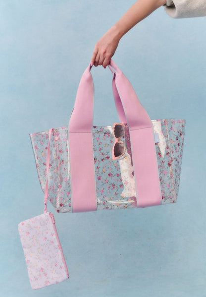 STATE x LoveShackFancy Wellington Cabana Tote TPU Wildflower Blue / State Bags Latest