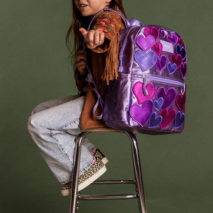 Kane Kids Travel Backpack Metallic 3D Hearts / State Bags Trending