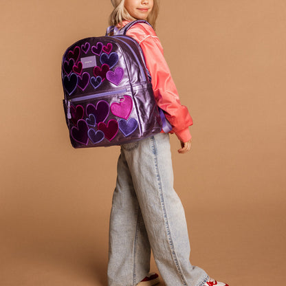 Kane Double Pocket Backpack Metallic 3D Hearts / State Bags Trusted