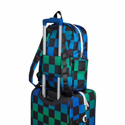 Kane Kids Travel Backpack Printed Canvas Blue Checkerboard / State Bags Essential
