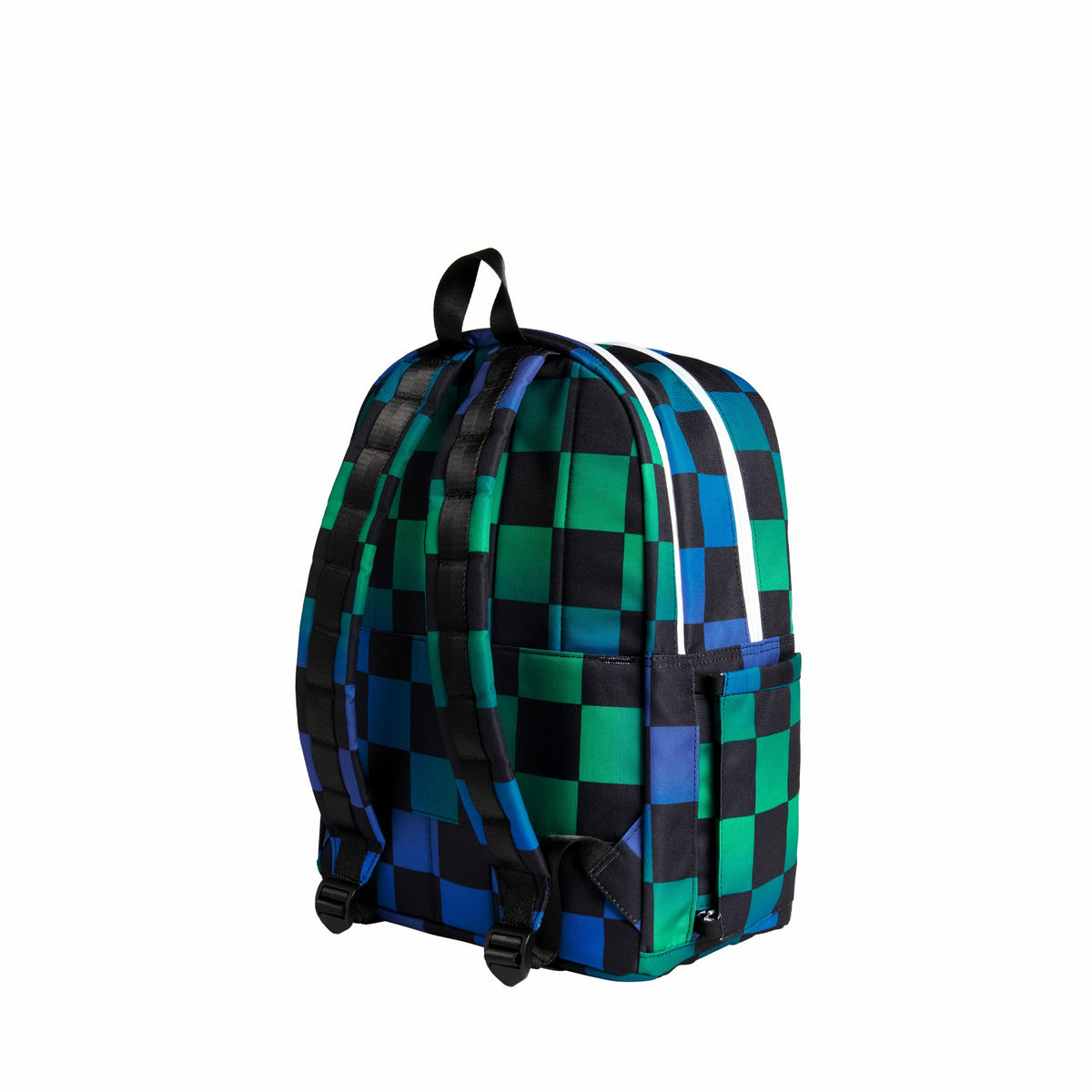 Kane Double Pocket Backpack Recycled Poly Canvas Blue Checkerboard / State Bags Sale