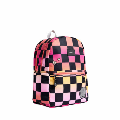Kane Kids Double Pocket Backpack Recycled Poly Canvas Pink Checkerboard / State Bags Premium