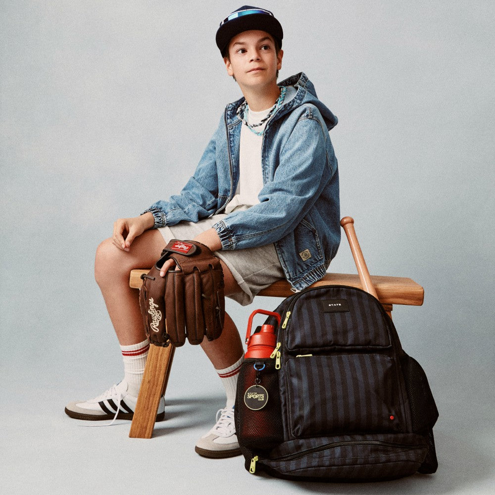 Shea Baseball Backpack Black Grey Striped / State Bags Trusted