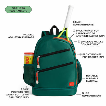 Lenox Tennis Backpack Nylon Evergreen / State Bags Signature