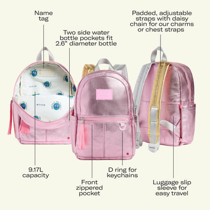 Kane Mini Backpack Metallic Pink/Hot Pink Colorblock / State Bags Featured