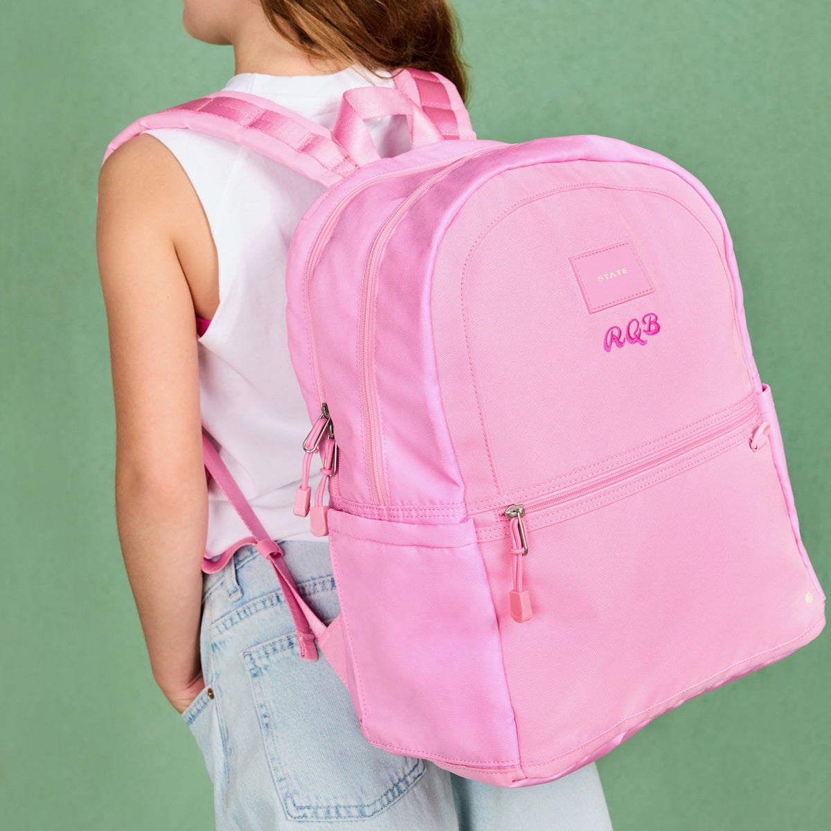 Kane Kids Double Pocket Recycled Polyester Canvas Pink / State Bags Sale