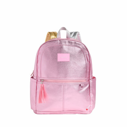 Kane Kids Double Pocket Backpack Metallic Pink/Silver / State Bags Smart Buy