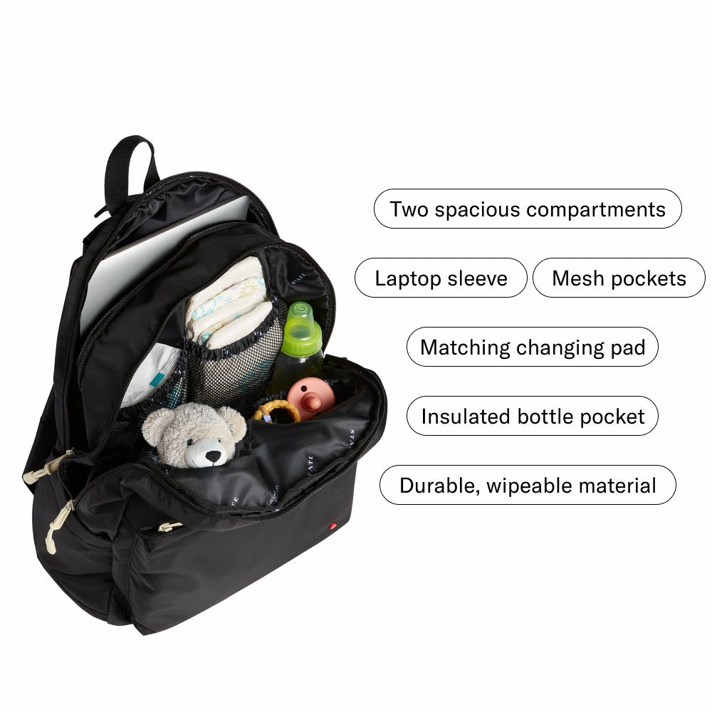 Lorimer Diaper Bag Backpack Nylon Black / State Bags Trending