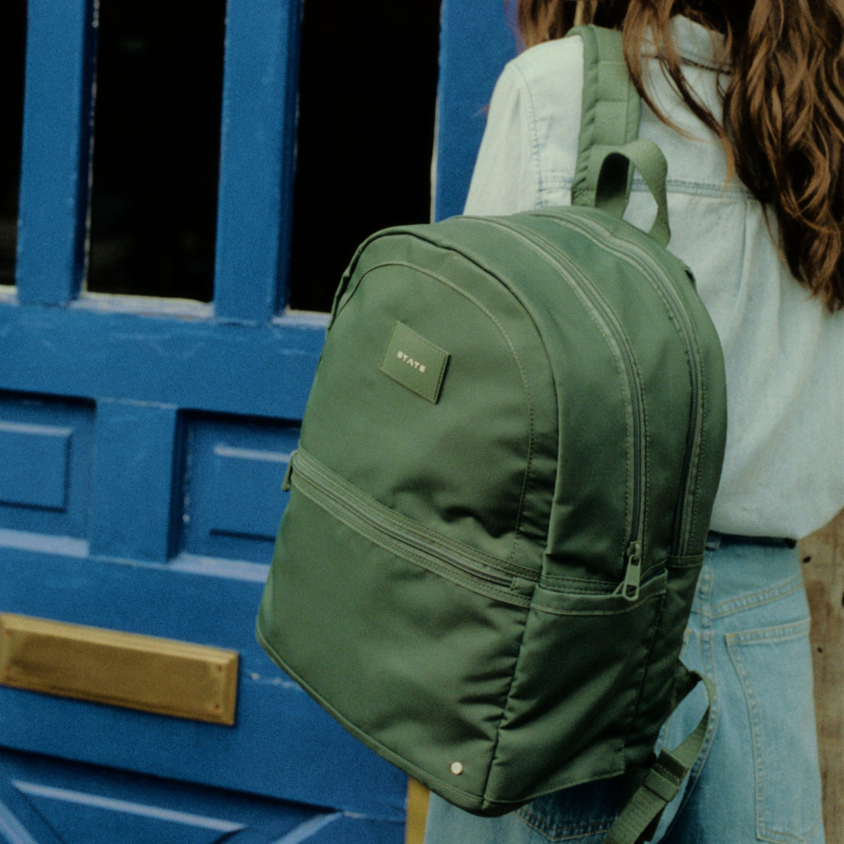 Evans Double Pocket Backpack Recycled Nylon Olive / State Bags New