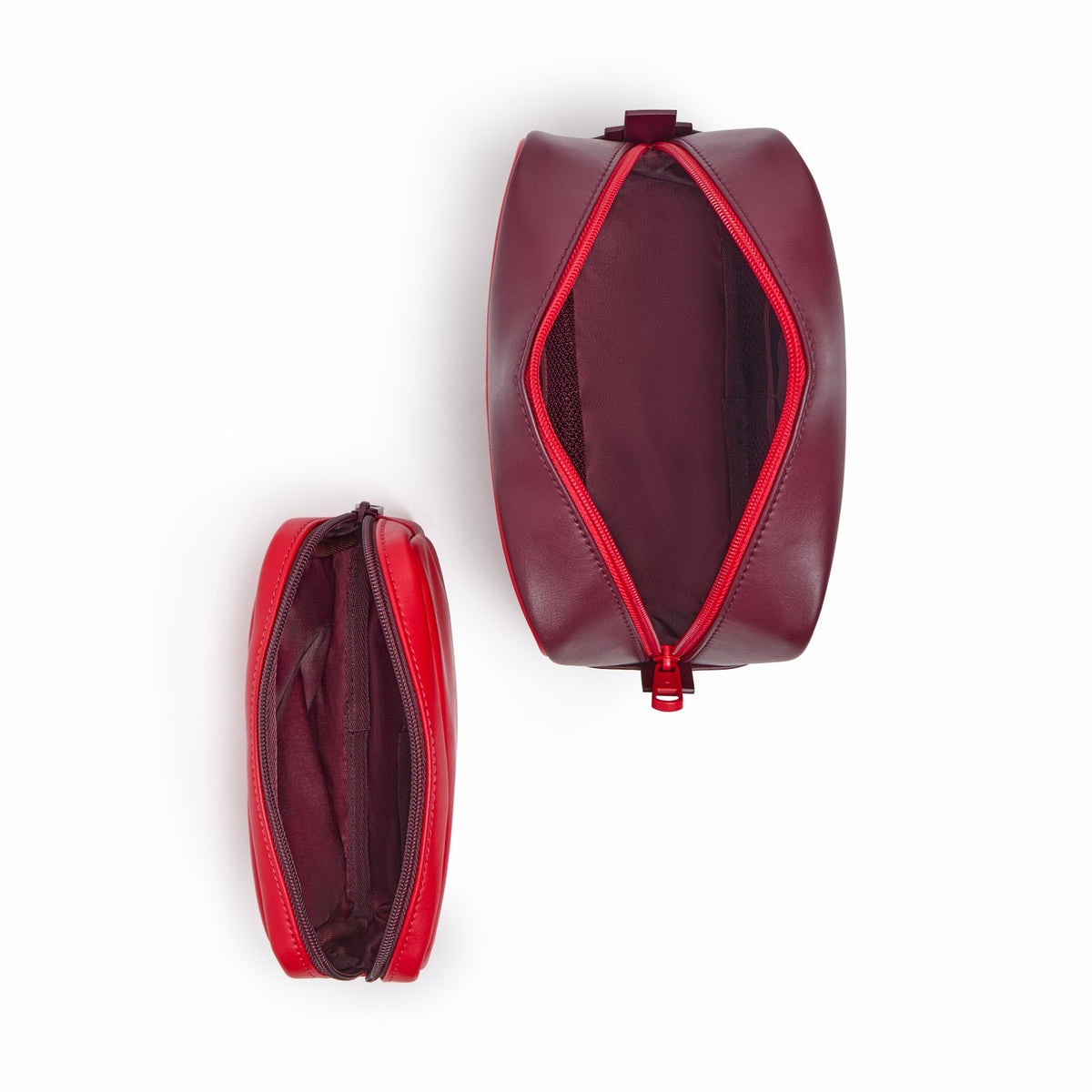 Travel Pouch Set of Two Vegan Leather Burgundy / State Bags New