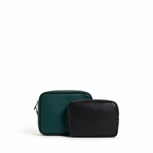 Travel Pouch Set of Two Vegan Leather Olive / State Bags Signature