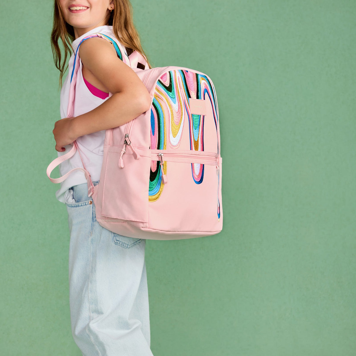 Kane Kids Double Pocket Backpack Recycled Poly Canvas Paint Wave / State Bags Trending