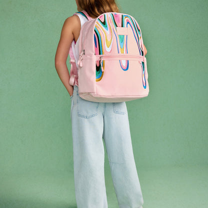 Kane Kids Double Pocket Backpack Recycled Poly Canvas Paint Wave / State Bags Trending