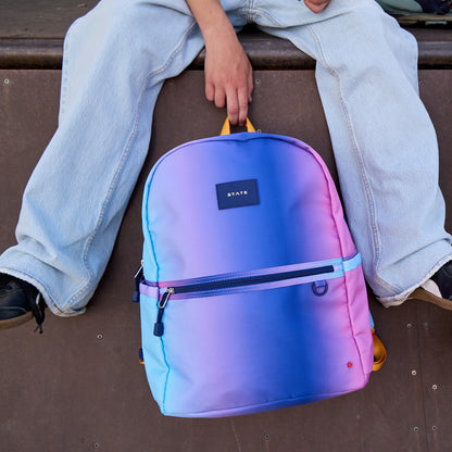 Kane Kids Large Backpack Recycled Poly Canvas Blue/Pink Gradient / State Bags Trending