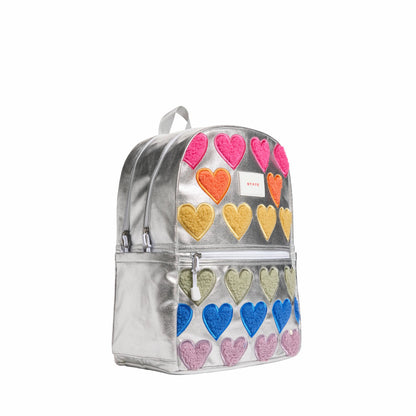 Kane Kids Double Pocket Backpack Metallic Fuzzy Hearts / State Bags Signature