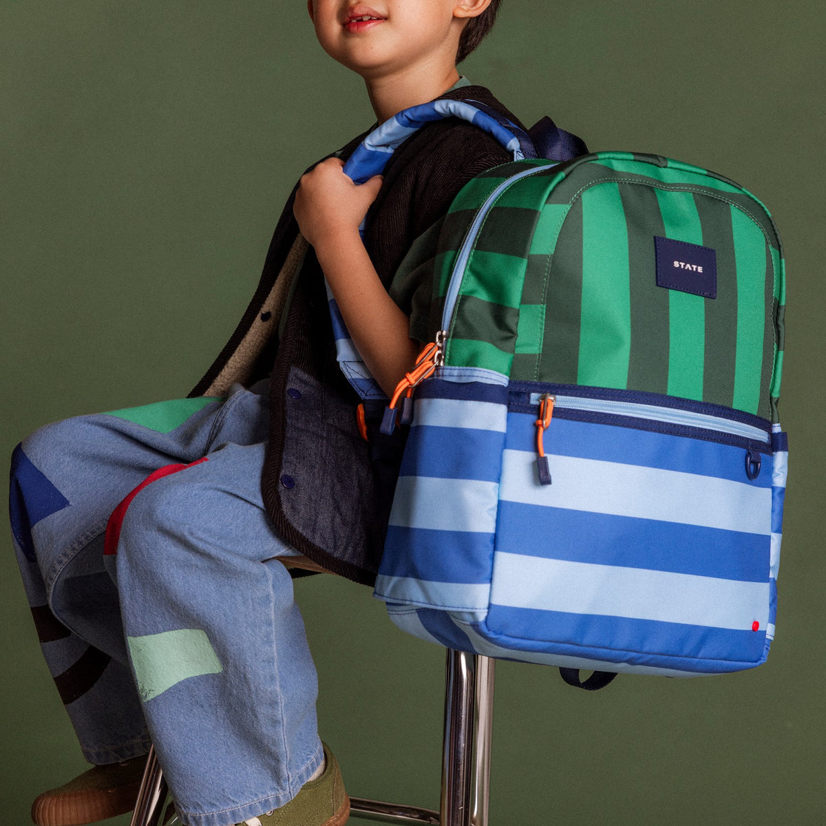 Kane Kids Travel Backpack Recycled Polyester Canvas Stripe / State Bags Smart Buy