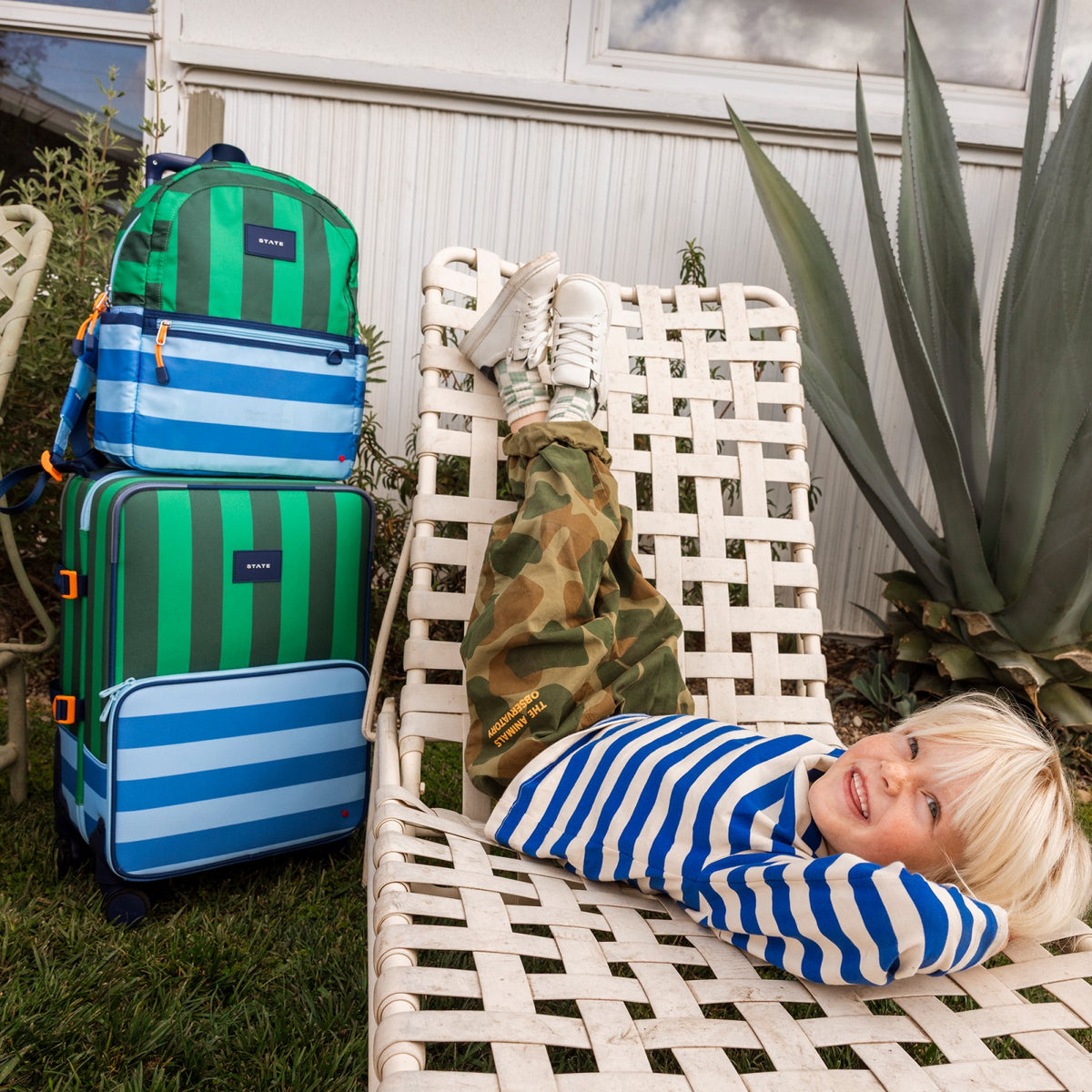 Kane Kids Travel Backpack Recycled Polyester Canvas Stripe / State Bags Smart Buy