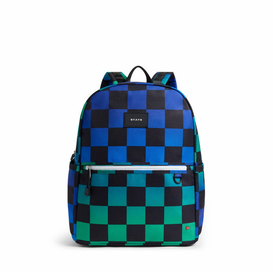 Kane Kids Large Backpack Recycled Poly Canvas Blue Check / State Bags Signature