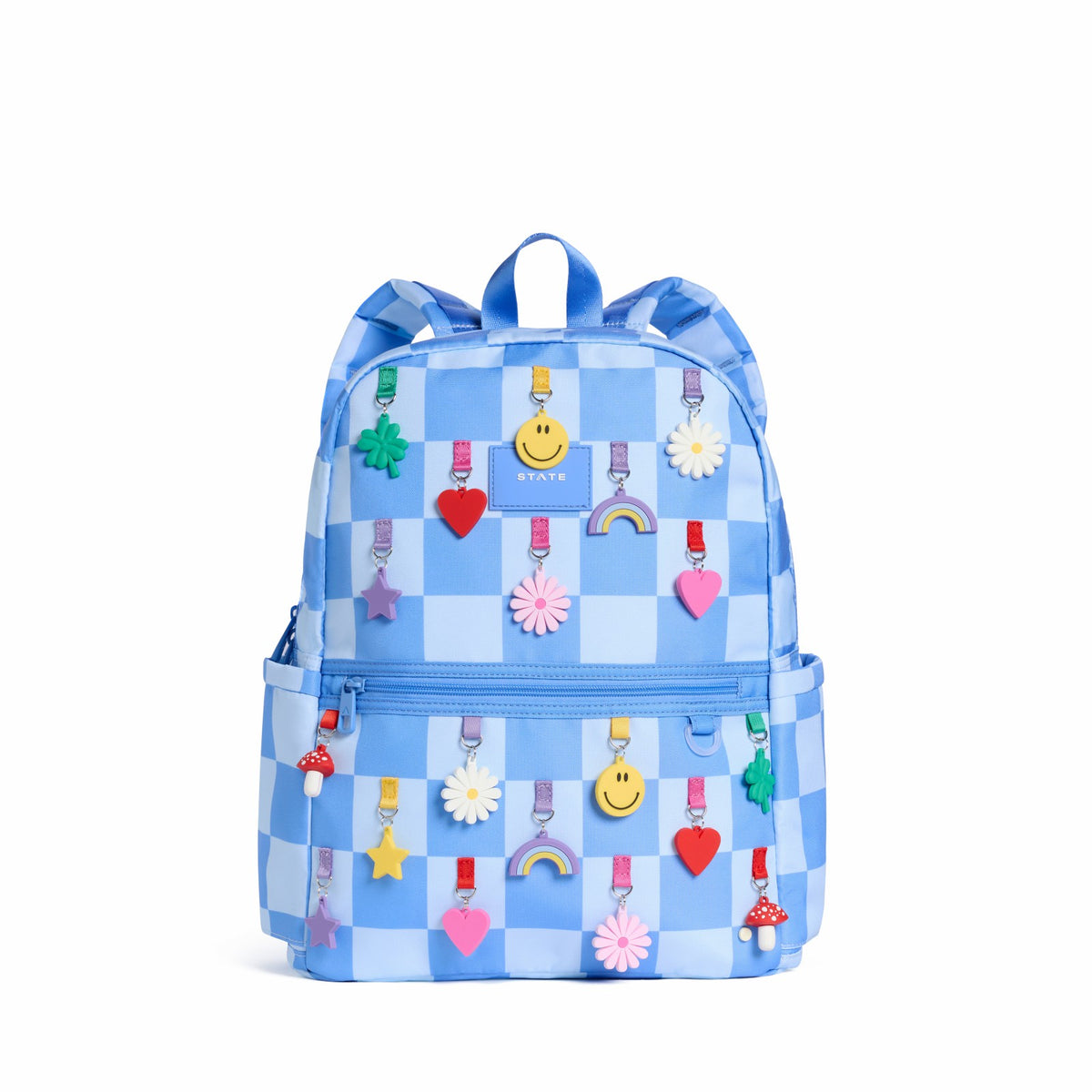 Kane Kids Double Pocket Backpack Recycled Polycanvas Charms Blue Check / State Bags Signature