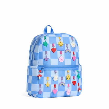 Kane Kids Double Pocket Backpack Recycled Polycanvas Charms Blue Check / State Bags Signature