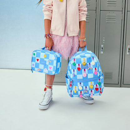 Kane Kids Double Pocket Backpack Recycled Polycanvas Charms Blue Check / State Bags Signature