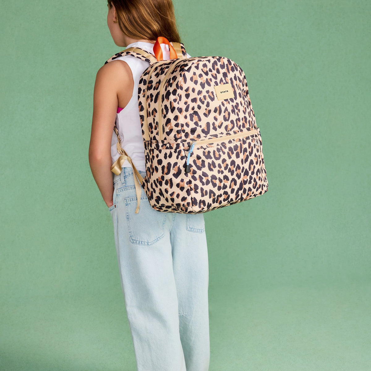 Kane Kids Double Pocket Backpack Recycled Poly Canvas Leopard / State Bags Latest
