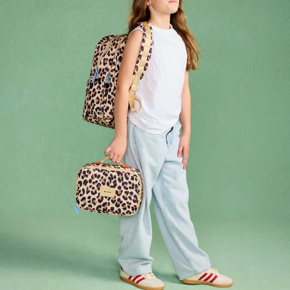 Kane Kids Double Pocket Backpack Recycled Poly Canvas Leopard / State Bags Latest