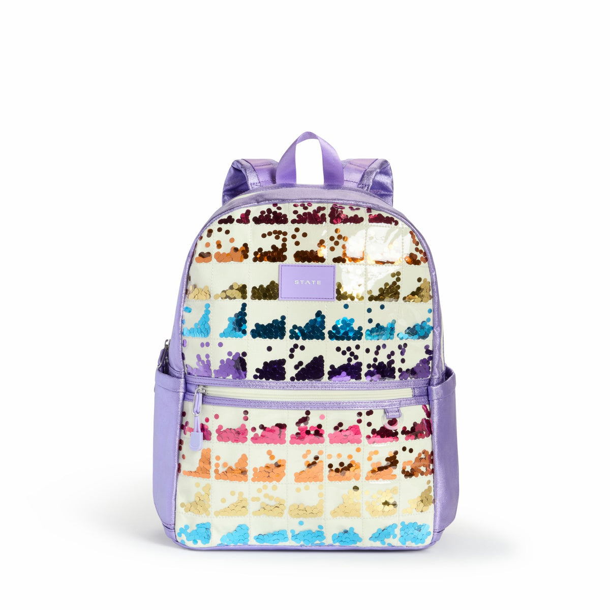 Kane Kids Double Pocket Backpack Metallic Lilac Quilted Sequins / State Bags Discount