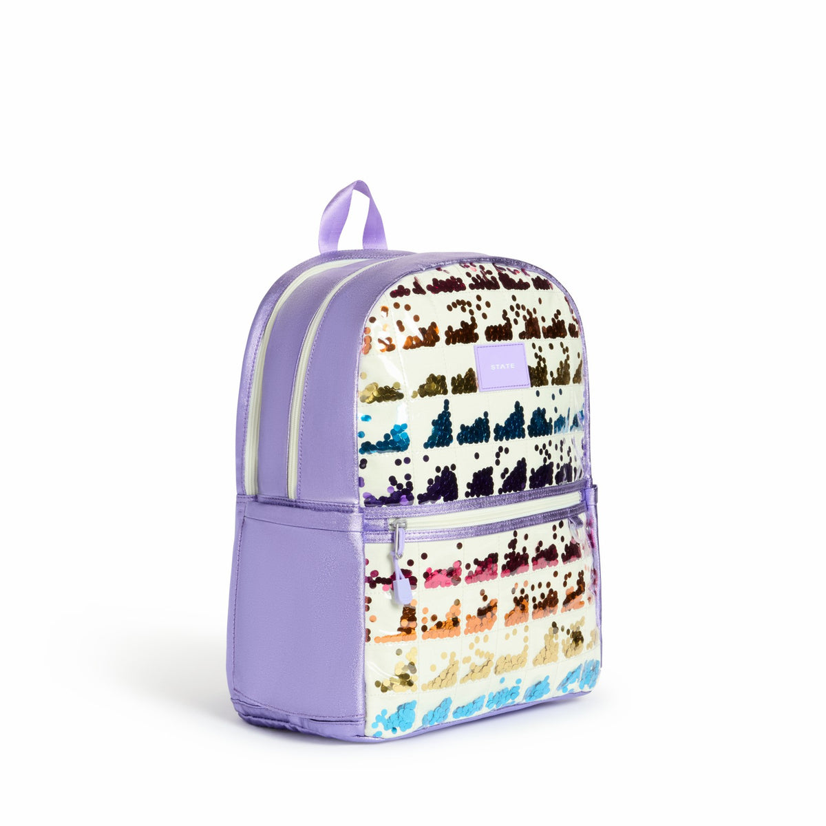 Kane Kids Double Pocket Backpack Metallic Lilac Quilted Sequins / State Bags Discount
